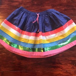 Mini Boden rainbow stripe skirt